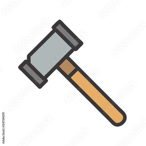 Simple flat design illustration of a wooden mallet icon