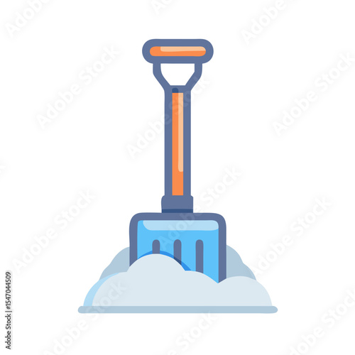 Stylized shovel plowing snow icon on black background