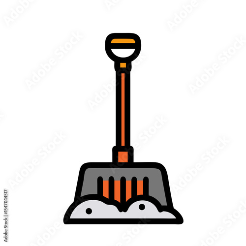 Cartoon snow shovel with snow in flat design style