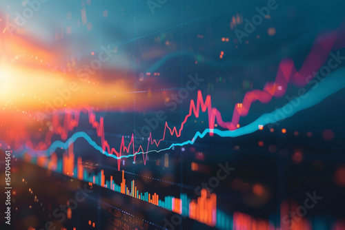 stock market charts with bullish trends, finance, growth chart