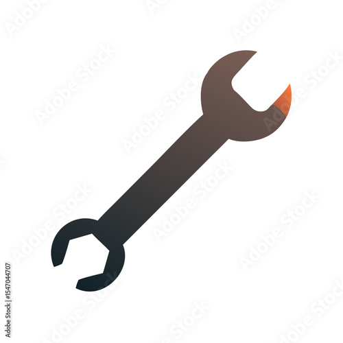 Flat design wrench isolated on black backdrop, isometric style