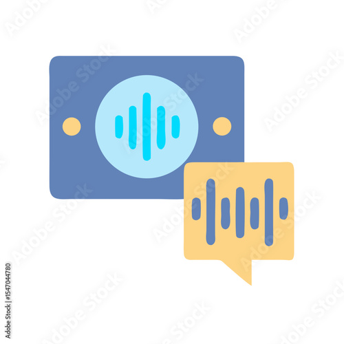 Voice message audio waveform communication concept with speech bubble