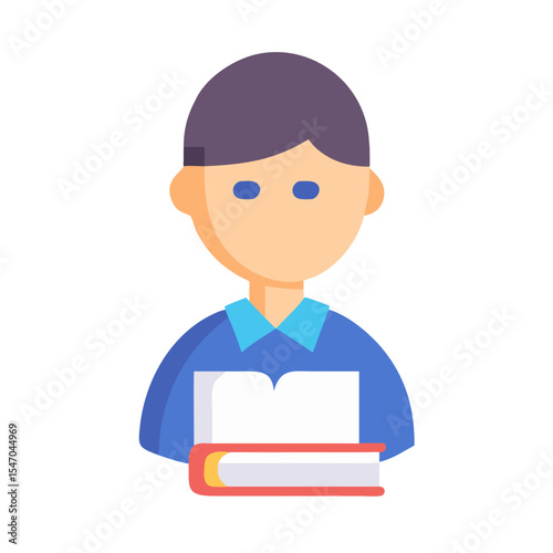 Student holding a book flat illustration against black backdrop