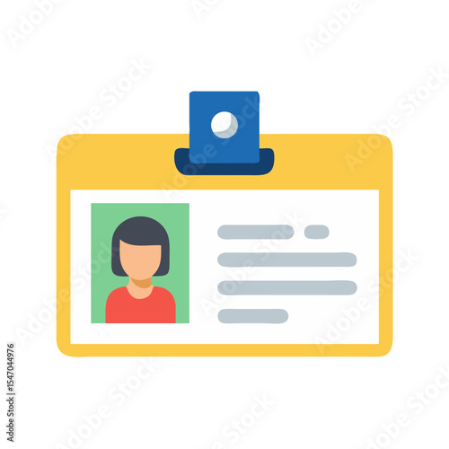 Flat design illustration of employee identification badge on black background