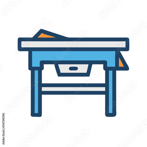 Flat icon illustration of a simple blue worktable design