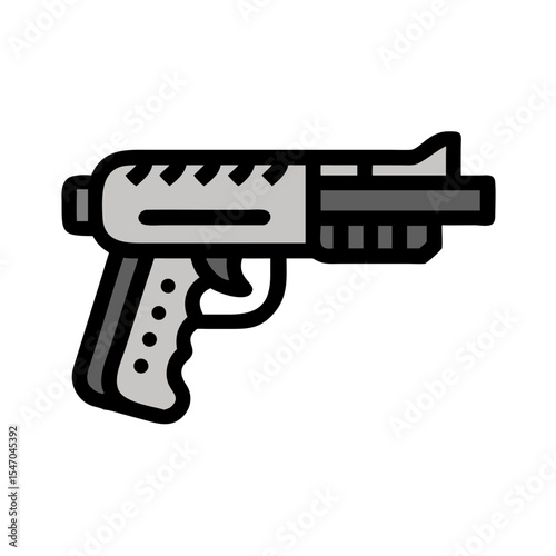 Futuristic gun vector on black background, simple design