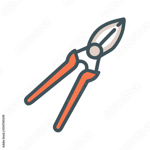 Stylized gardening shears icon on a black background flatly