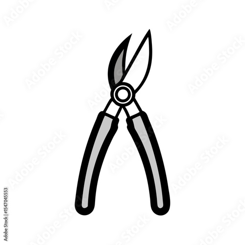 Minimalist pliers illustration with high contrast in black background