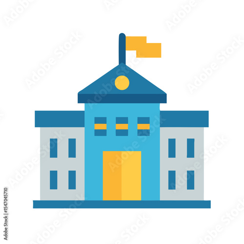 Flat design city hall building icon vector illustration