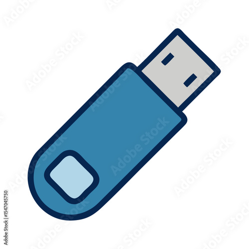 Modern blue USB drive icon on black background