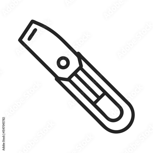 Simple line drawing of a box cutter knife tool