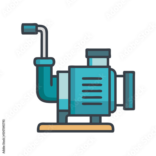 Illustration of a blue water pump machinery design