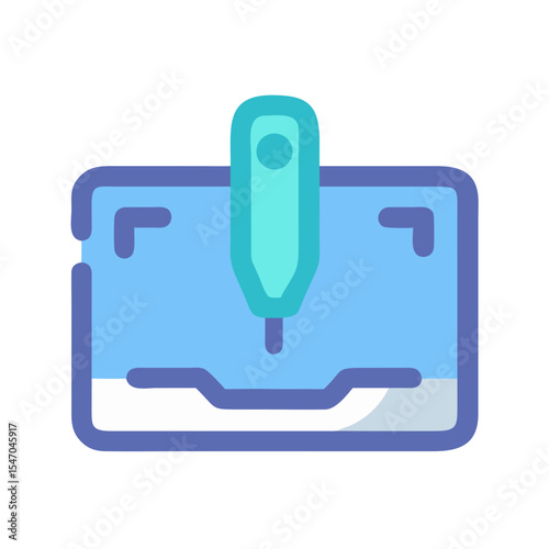 Laptop with stylus graphic illustration against a black background