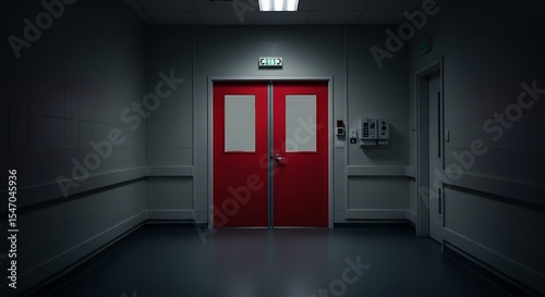 Empty room, Door of an emergency room in a hospital.