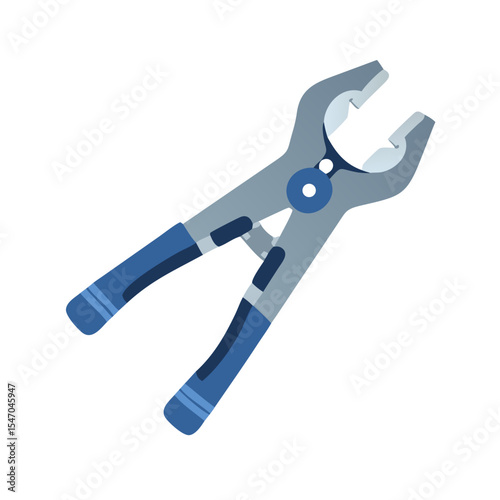 Stylized illustration of blue and grey pliers isolated on black