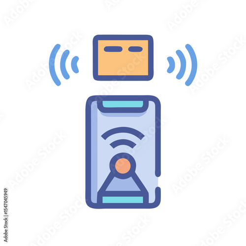 Mobile phone wireless communication and data transfer illustration