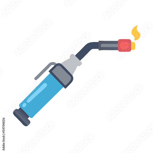 Illustration of welding torch with flame in flat style