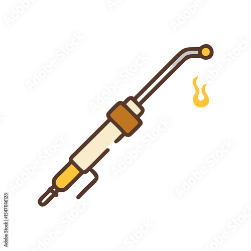 Soldering iron equipment with flame illustration on black background