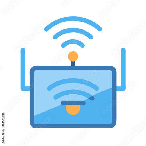 Simple light blue wireless router icon on black background