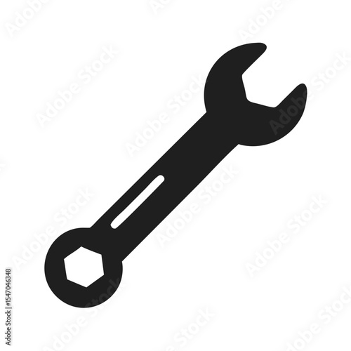 Gray wrench tool isolated on black background illustration asset