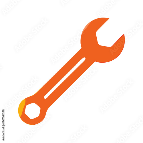 Orange wrench on black background; maintenance symbol icon