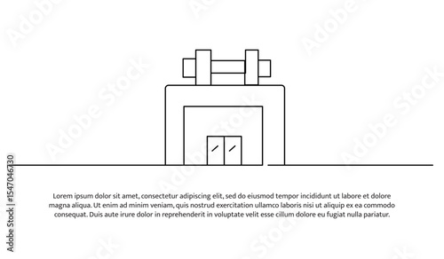 One line a place for a gym. Abstract minimal continuous line.