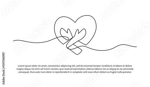 One line concern for medical wellness. Abstract minimal continuous line.