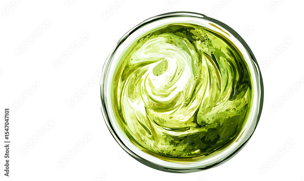 Fototapeta premium Refreshing Green Tea Leaves and Brewed Drink: Natural, Healthy, and Antioxidant-Rich Beverage