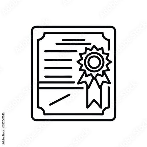 certificate outline icon with ribbon