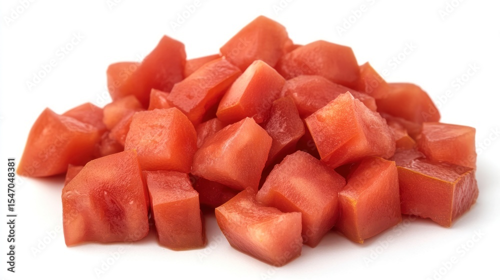 Diced tomatoes on white background Diced tomatoes on white background