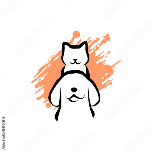 Dog and Cat Friendship Logo