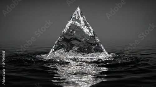 Triangular rock formation underwater
