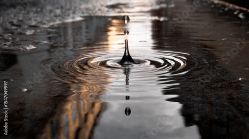 Water drop impact in puddle