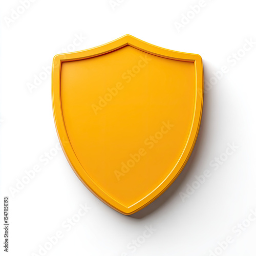 Yellow shield icon with smooth surface and shadow