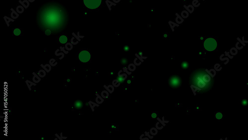 Green Glowing Particle Overlay on black transparent Background