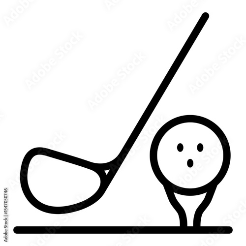 Golf Icon. Golf sport game icon. Golf Club and Ball Illustration in Line Style