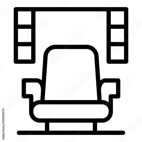 Cinema Icon – Sofa and Film Symbol Illustration in Line Style