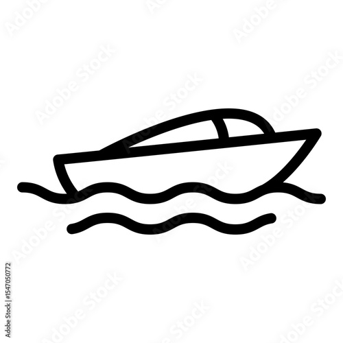 Speedboat Icon. Fast Watercraft Illustration in Line Style
