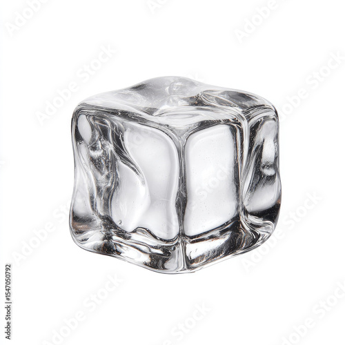 Clear ice cube with smooth surface and transparent texture