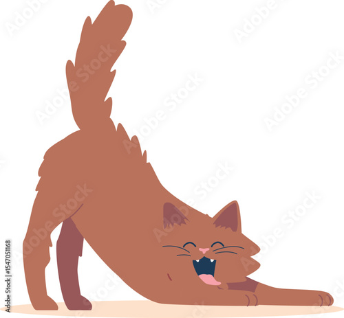 Lazy cat stretching body vector illustration