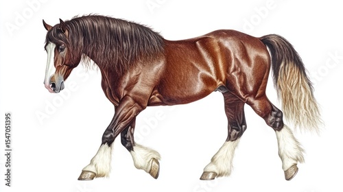 Powerful brown horse in profile