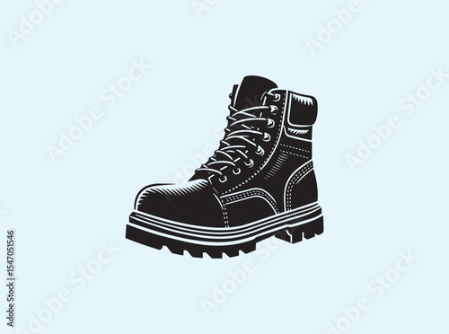 Industrial work boot showing reinforced steel toe, durable thick rubber sole, and tough lace structure, perfect for heavy labor conditions