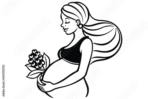 Expecting Mother A Beautiful Illustration of Pregnancy and Joy