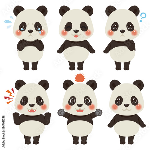 パンダのキャラクターイラスト　表情セット
