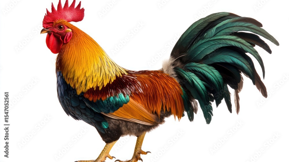 Fototapeta premium Rooster profile against white