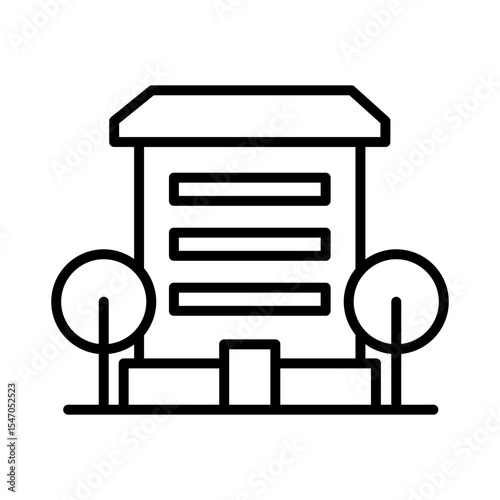Lineart Icon hotel for tourism agency and vacation booking design elements