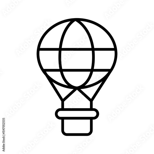 Lineart Icon hot air balloon for tourism agency and vacation booking design elements