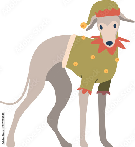 Cute dog santa helper vector illustration