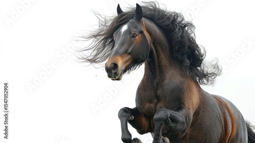 Powerful horse in mid-air