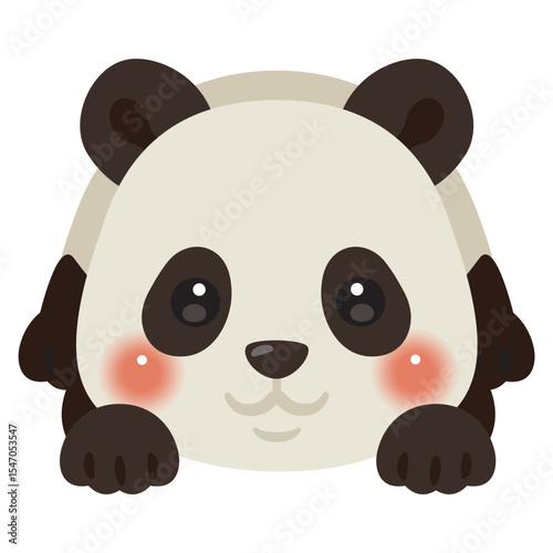 うつ伏せになったパンダのイラスト　白目なし